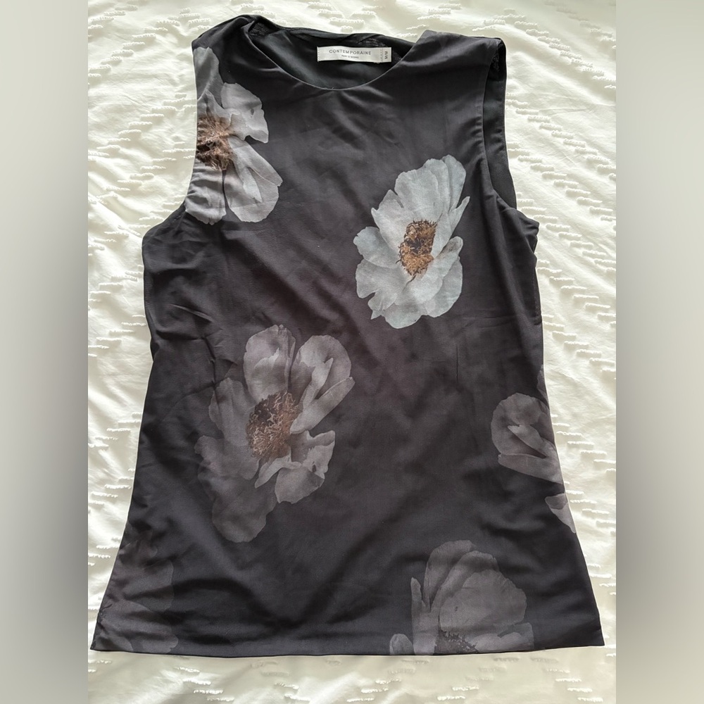 Simons Black Floral Tank Top